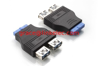 Китай 2 ports USB 3.0 A Female to Motherboard 20Pin Adapter with best price поставщик