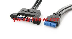 Китай Internal USB Motherboard Connection 2 Port USB 3.0 Female to 20 Pin Baffle Cable  0.5M поставщик