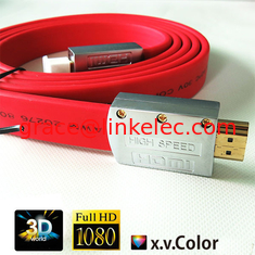 Китай 2016P Flat HDMI Cable with metal shell 24k gold Plated connector with red and purple поставщик