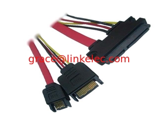 Китай SATA 22pin to SATA 15pin male+SATA 7pin male cable,Red 7+15Pin Sata Cable поставщик