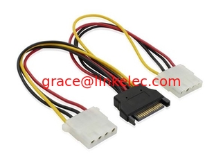 Китай 12inch SATA Splitter cable 15pin Male to Dual 4pin molex cable поставщик