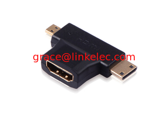 Китай HDMI F to MINI M+MICRO M Gold Plated Adapter (Black) support 3D поставщик