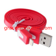 Китай Dual Color Noodle USB Cable Sync Flat Data Charger Cable for iPhone 2G3G4G4S iPad red поставщик