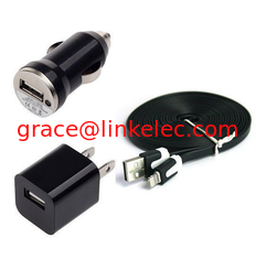 Китай USB Home AC Wall charger+Car Charger+8 Pin Sync USB Cord for iPhone 5 5S 5C 5G Black поставщик