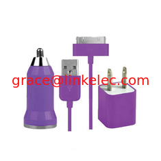 Китай USB AC Wall Charger and Car Charger+Data Cable for Apple iPod Touch iPhone4 4S 4G Purple поставщик
