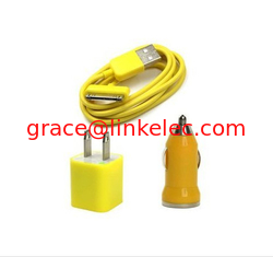 Китай USB AC Wall Charger and Car Charger+Data Cable for Apple iPod Touch iPhone4 4S 4G yellow поставщик