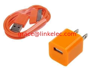 Китай AC Wall Charger Adapter with iphone 4 Data Sync Cable for G 4S 3GS 3G iPod Touch orange поставщик