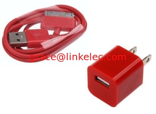 Китай AC Wall Charger Adapter with iphone 4 Data Sync Cable for G 4S 3GS 3G iPod Touch Red поставщик