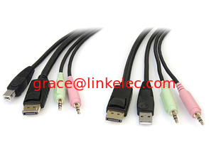 Китай 6ft 4in1 USB DisplayPort KVM Switch Cable w/ Audio &amp; Microphone поставщик
