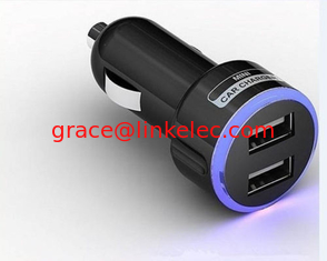 Китай 5V2.1ANew Mini Dual USB Car Power Quick Charger Charging Auto Adapter Blue LED Light Black поставщик